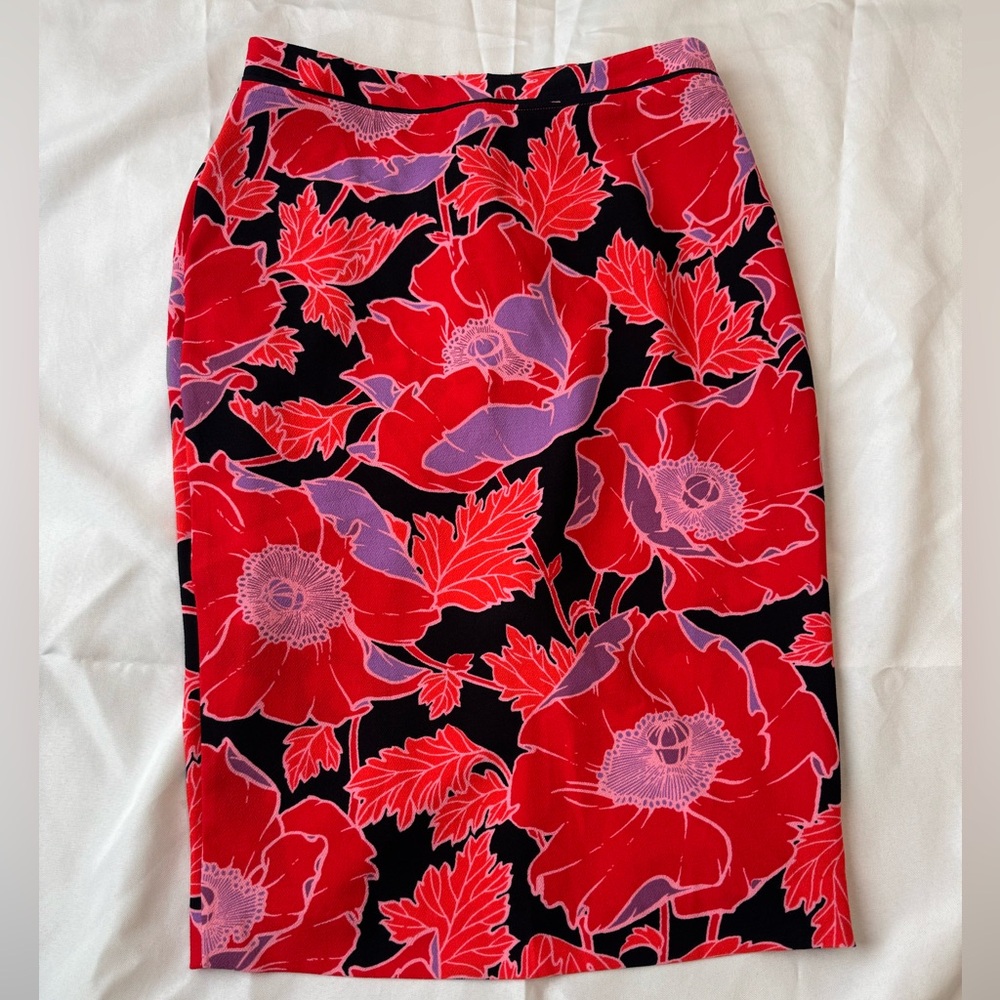 Who What Wear Red and Purple Pencil Skirt Knee-Length Cocktail